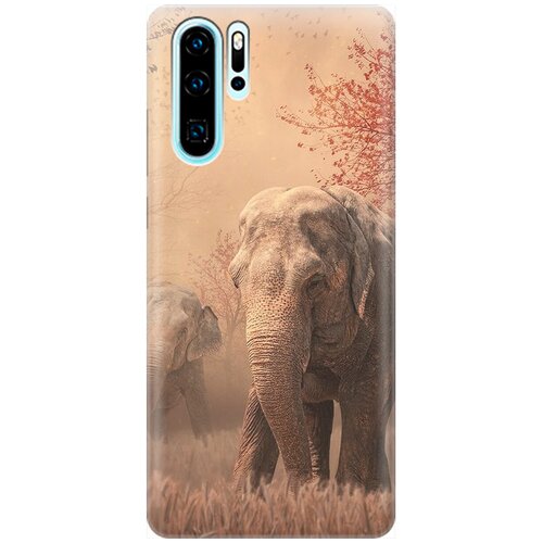 фото Силиконовый чехол на huawei p30 pro / хуавей п30 про с принтом "закатный песочный слон" gosso