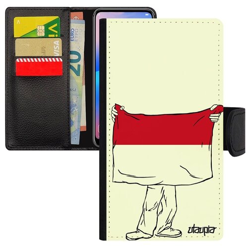 фото Простой чехол- книжка для мобильного // apple iphone 7 // "флаг монако с руками" государственный страна, utaupia, белый