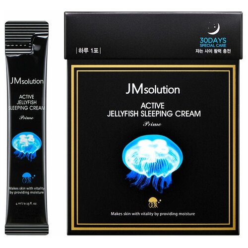 фото Jmsolution ночная несмываемая маска с экстрактом медузы в саше active jellyfish sleeping cream prime, 30 шт jm solution
