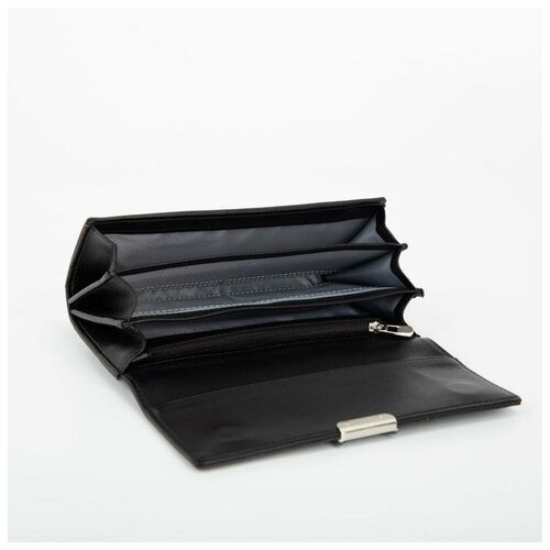 фото Кошелек женский кнр 3 отдела на магните, черный