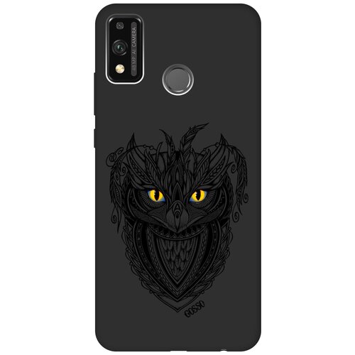 фото Ультратонкая защитная накладка soft touch для honor 9x lite с принтом "grand owl" черная gosso