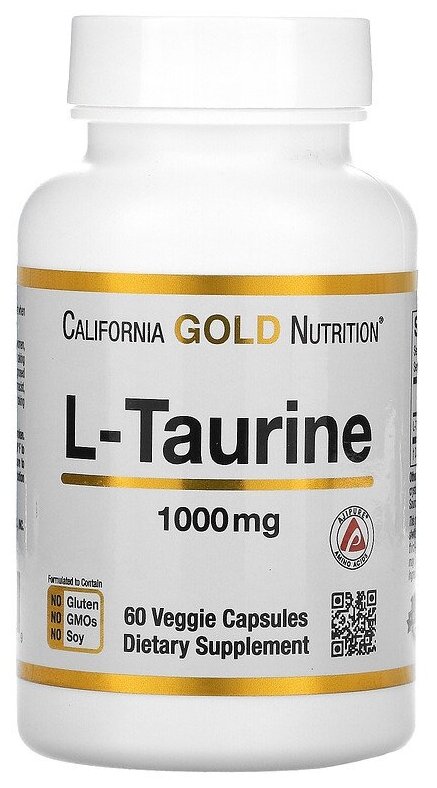 Капсулы California Gold Nutrition L-Taurine, 1000 мг, 60 шт.