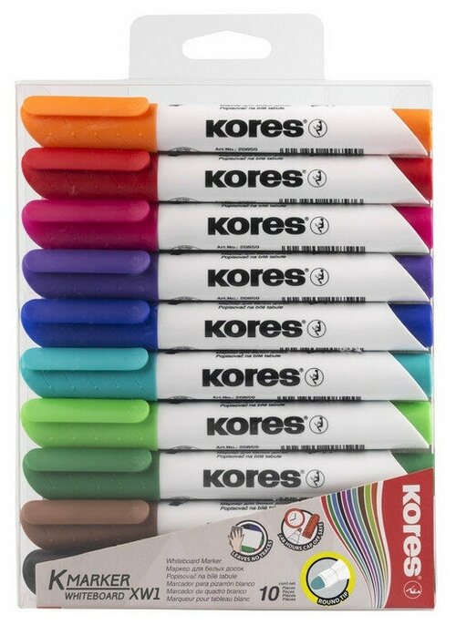 Набор маркеров для досок KORES 3мм 10 шт в наборе, 20800