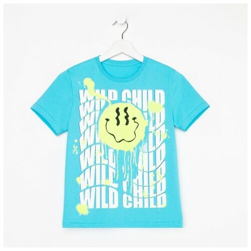 фото Футболка для мальчика, цвет голубой, рост 110 luneva