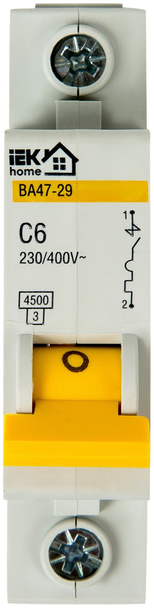 Автоматический выключатель IEK Home ВА47-29 1P C6 А 4.5 кА - фотография № 2