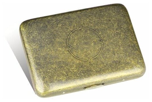 Футляр S.Quire, сталь, золотистый цвет с рисунком, 94*71*20 мм