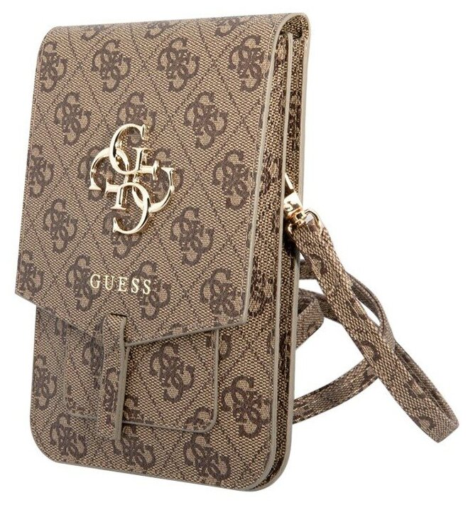 Сумка Guess Wallet Bag 4G Big metal logo для смартфонов, коричневая