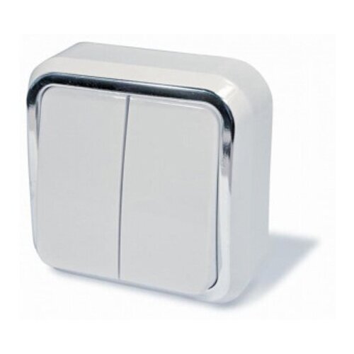 Выключатель 2-клавишный Dresden 6А белый/серебро