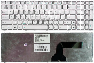 Клавиатура для Asus K54LY, русская, белая рамка, белые кнопки