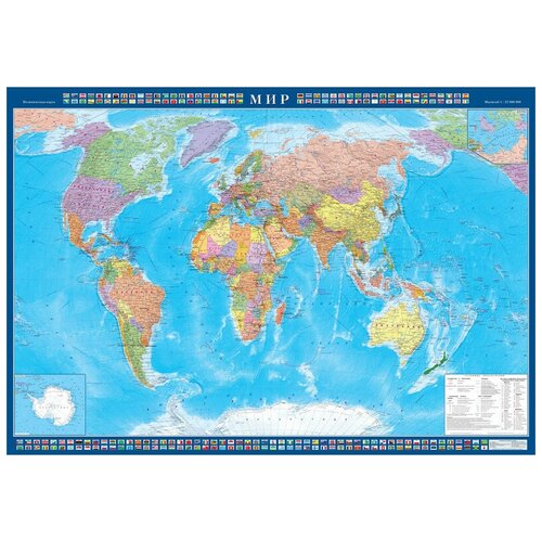 Настенная карта Мир политическая 1:22млн,1,57х1,05м.