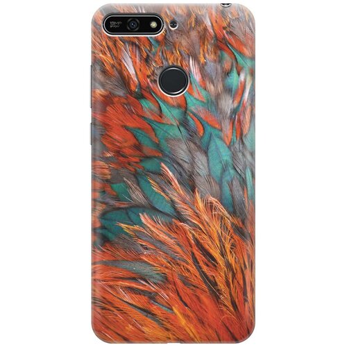 фото Gosso ультратонкий силиконовый чехол-накладка для huawei y6 prime (2018) / honor 7c / honor 7a pro с принтом "разноцветные перья"