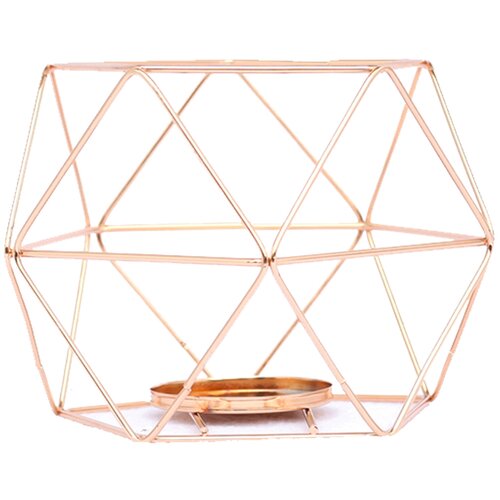 Подсвечник Геометрическая ковка, интерьерный, для чайной свечи, золотистый, 10х11х10 см