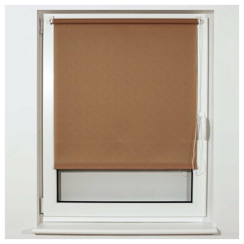 фото Штора рулонная brabix 55х175 см, текстура - лён, защита 55-85%, 200 г/м2, темно-беж.s-36, 605981