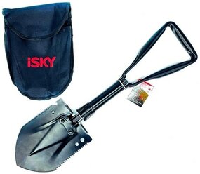 ISky Лопата саперная iSky (24-58 см), металлическая, складная, черная, в чехле