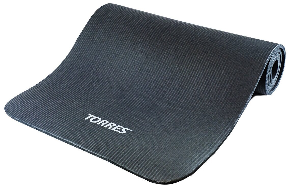 Коврик для йоги TORRES SOFT YL10110, толщина 1 см, каучук, серый