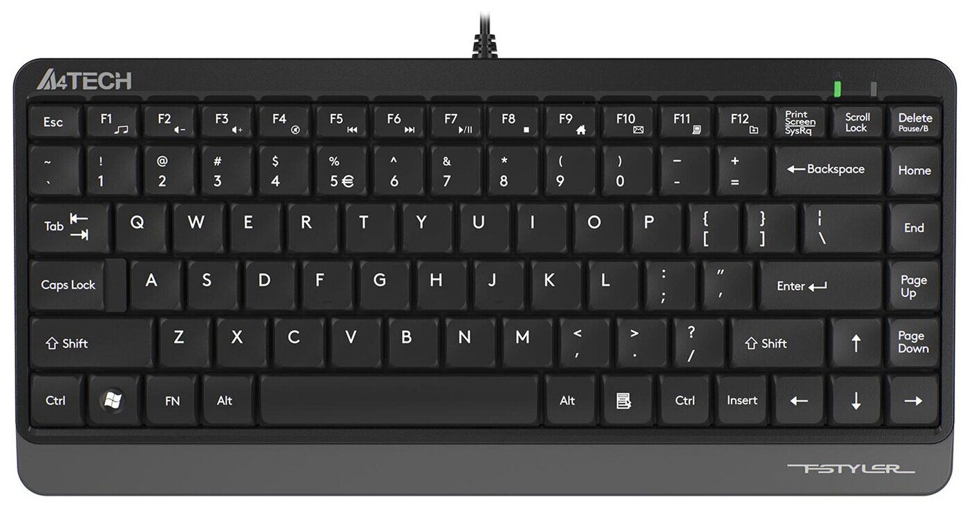 Клавиатура A4Tech FK11, мембранная, проводная, USB, серый