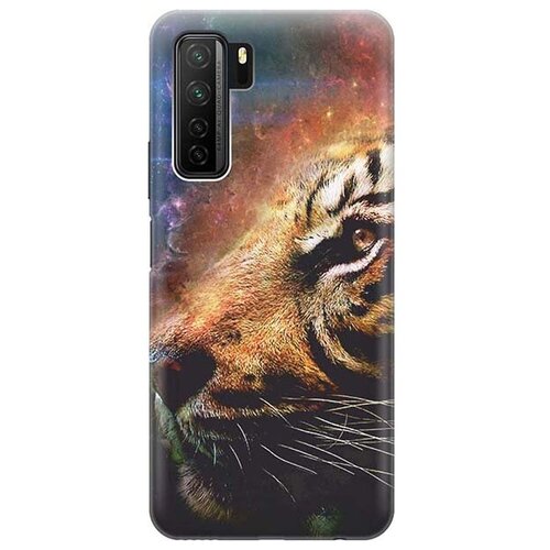 фото Ультратонкий силиконовый чехол-накладка для huawei nova 7 se / honor 30s с принтом "космический тигр" gosso