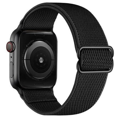 фото Ремешок тканевый для часов apple watch 4/5/se/6 диагональю экрана 38/40мм чёрный kamukamu