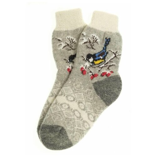 фото Носки женские (синичка серо-белые) вяжем.рф