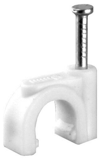 фото Скоба пластиковая D 9мм Белая V02-6W-1-09-050 Круглая (50шт. в уп.) Volsten