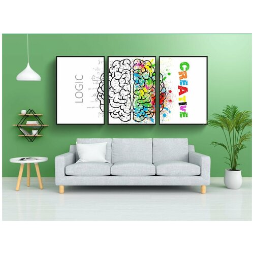 фото Набор модулных постеров для интерьера "головной мозг, разум, психология" 60x90 см. в тубусе, без рамки lotsprints