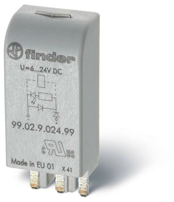 Модуль индикации и защиты LED + диод ( + A1) 6.24В DC зел. FINDER 9902902499 ( 1шт. )
