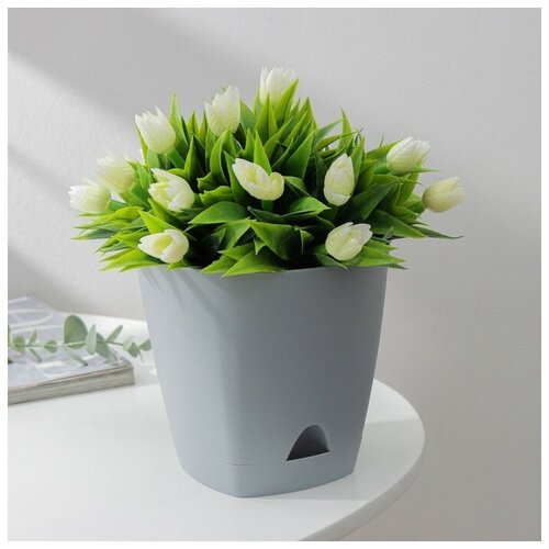 Горшок для цветов с прикорневым поливом Amsterdam 135 л d14 см h13 см цвет серый 456₽