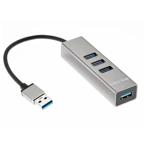 Хаб TELECOM USB 3.0 -->4 USB3.0, Aluminum Shell, 0.2м