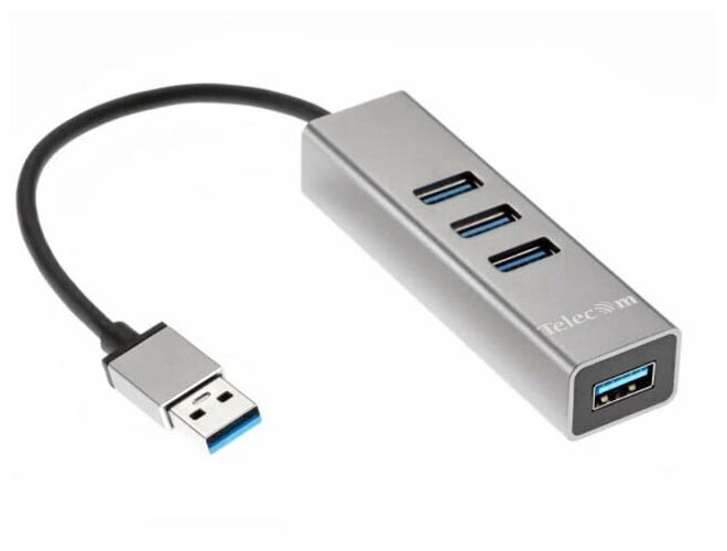 Переходник USB 3.0 -4 USB3.0, Aluminum Shell, 0.2м Telecom (TA310U)