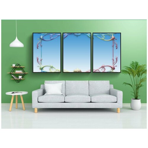 фото Набор модулных постеров для интерьера "рамка, курс, причудливый узор" 60x90 см. в тубусе, без рамки lotsprints