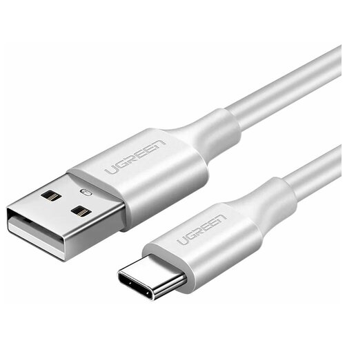 Кабель Ugreen USB A 2.0 - USB C, цвет белый, 1 м (60121) original samsung adaptive s10 fast charger usb quick adapter 1 2 m type c cable for galaxy a50 a30 a70 s8 s9 plus note 8 9 10