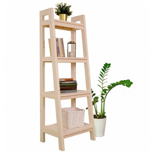 Стеллаж - этажерка, узкая, 4 полки, 1490х500х416мм, деревянная (Стиль 