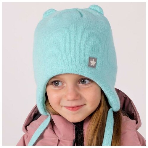 фото Шапка с завязками детская, цвет мята, размер 46-50 нет бренда
