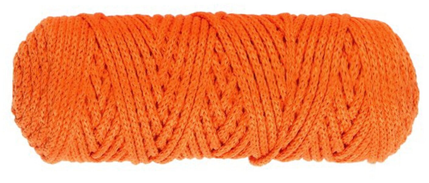 Шнур для рукоделия (вязания, макраме) Узелки из Питера, 100% хлопок, 3мм, 100 м, оранжевый