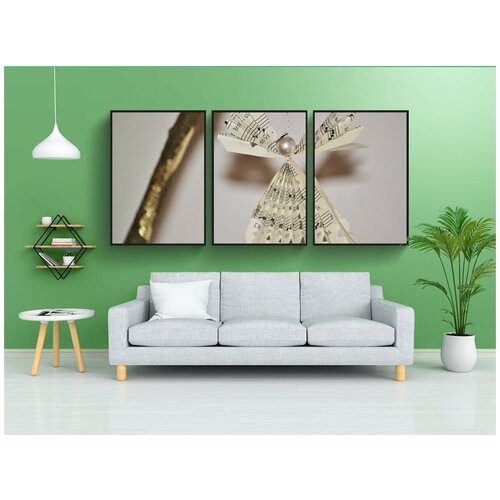 фото Набор модулных постеров для интерьера "ангел, рождественские украшения, игрушки на елку" 60x90 см. в тубусе, без рамки lotsprints