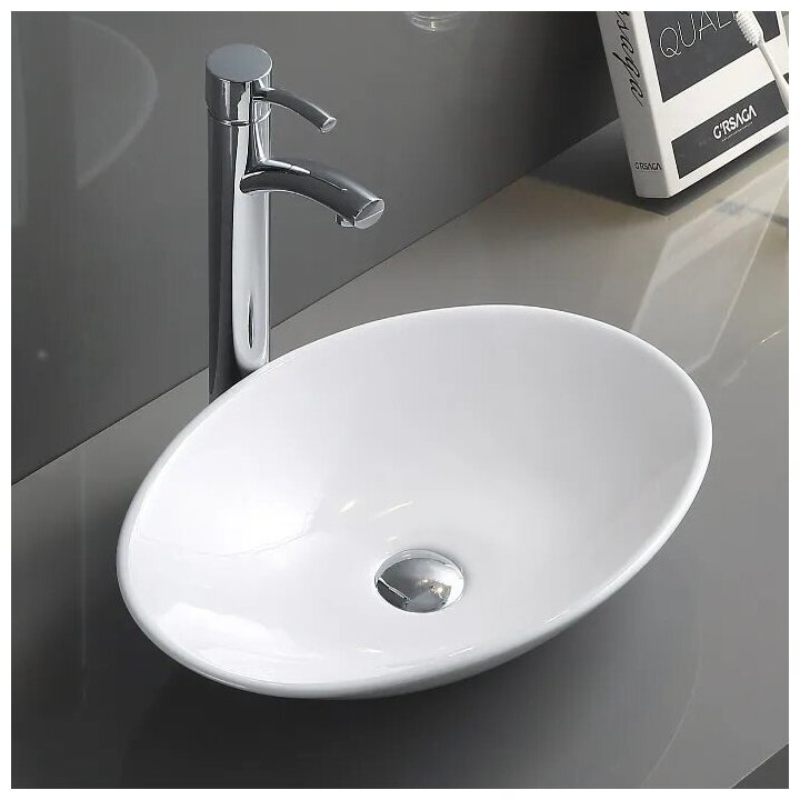 Раковина для ванной CeramaLux 9022, белый, без перелива - фотография № 3