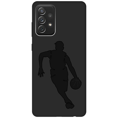 Матовый чехол Basketball для Samsung Galaxy A72 / Самсунг А72 с эффектом блика черный матовый чехол tennis для samsung galaxy a72 самсунг а72 с эффектом блика черный