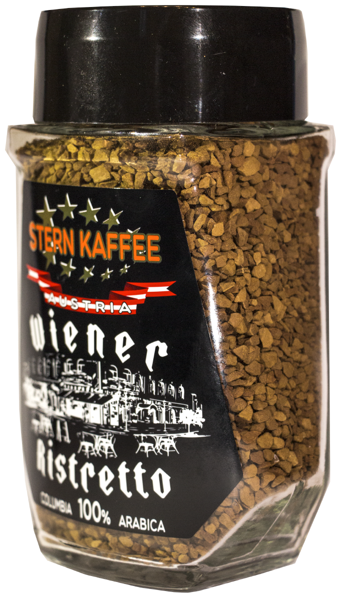 Кофе STERNKAFFEE "Wiener Ristretto" натуральный растворимый сублимированный с добавлением кофе натурального жареного молотого, стеклянная банка - фотография № 4
