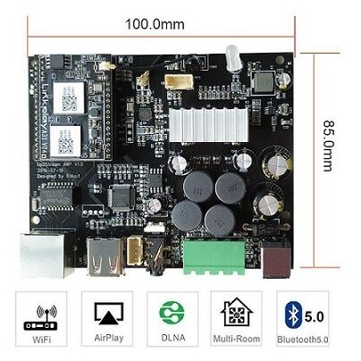 Стерео усилитель Arylic Up2Stream Amp Board V4 AIRPLAY WiFi и Bluetooth 5.0