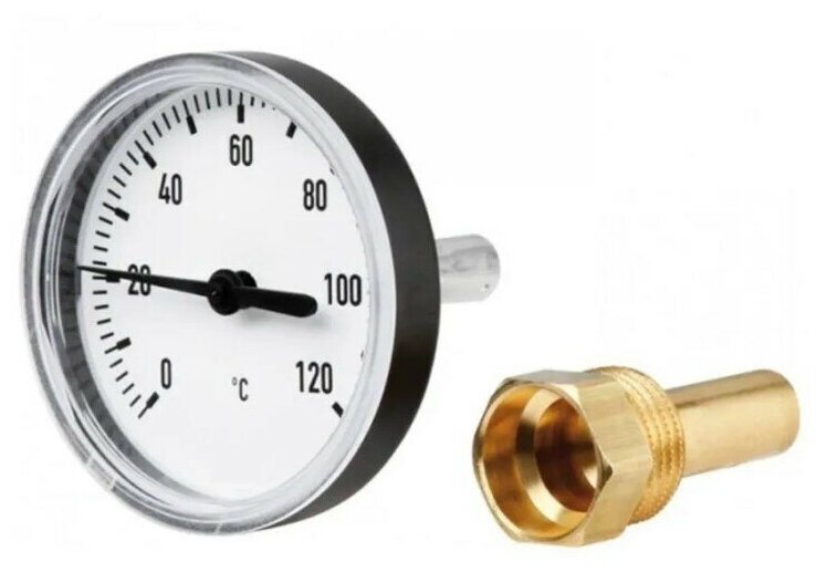 Термометр биметаллический для перегонного куба, осевой, с гильзой 0-120