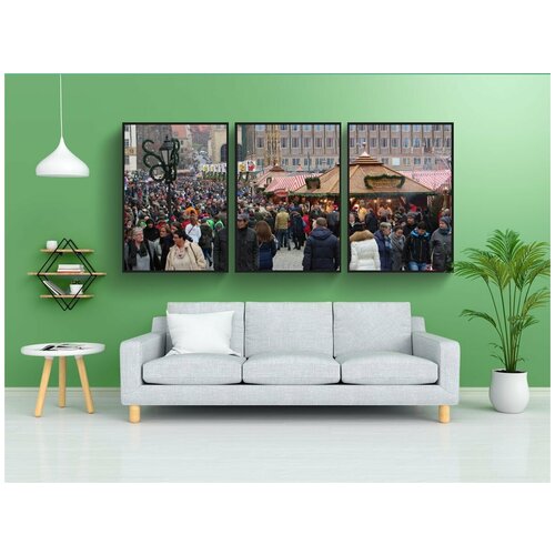 фото Набор модулных постеров для интерьера "рождественский магазин, нюрнберг, рождественская будка" 60x90 см. в тубусе, без рамки lotsprints