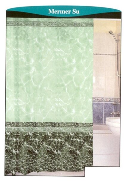 Штора для ванной 100% полиэстер эконом 170*200 (зеленый фон) без колец