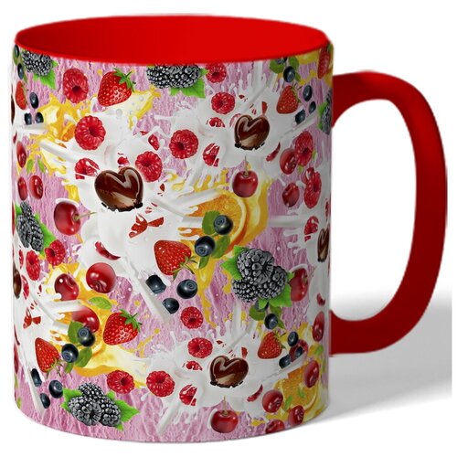 фото Кружка цветная с рисунком молоко и фрукты drabs