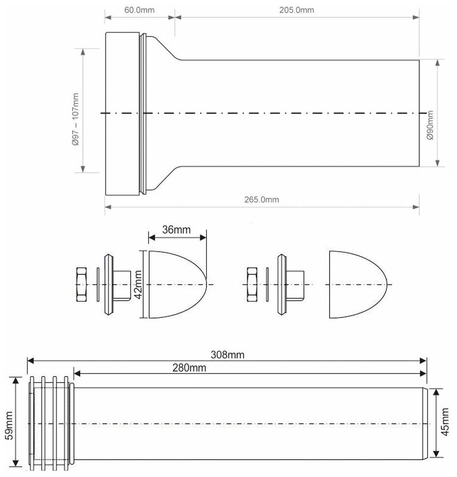 Комплект для подключения подвесного унитаза, FP45R-KIT2