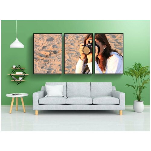 фото Набор модулных постеров для интерьера "пляж, женский пол, девочка" 60x90 см. в тубусе, без рамки lotsprints