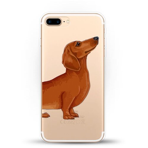 фото Силиконовый чехол коричневая такса на apple iphone 8 plus andy & paul