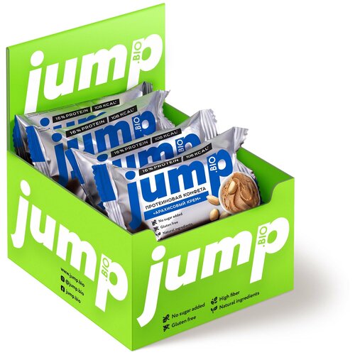 фото Протеиновые конфеты jump "арахисовый крем", без сахара, глютена и консервантов, (8 шт.). протеиновые фитнес- батончики