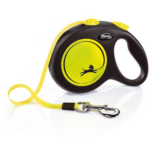 Поводок-рулетка для собак Flexi New Neon L 5 м черный/желтый