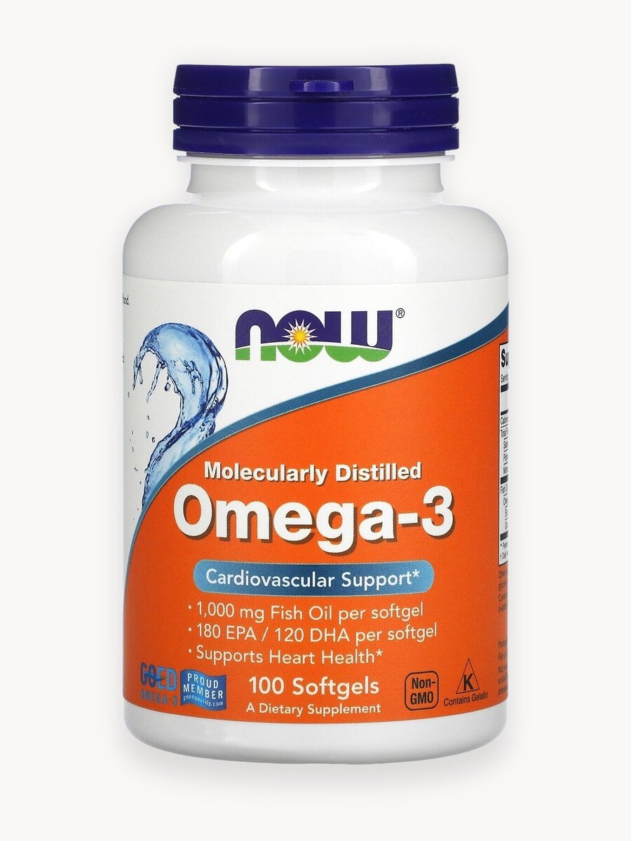 Now Foods, Omega-3 1000 мг 100 капсул, Ненасыщенные жирные кислоты
