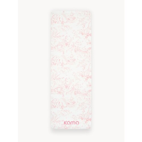 Коврик для йоги и фитнеса, Kama, 6 мм, бело-розовый, принт